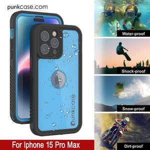 Coque étanche IP68 pour iPhone 16 Pro Max, Punkcase [Bleu clair] [Série StudStar] [Coupe ajustée] [Anti-salissures]