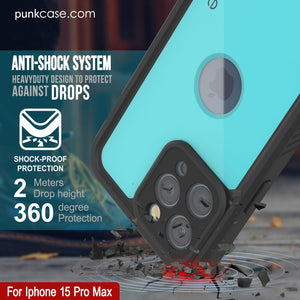 Coque étanche IP68 pour iPhone 16 Pro Max, Punkcase [Teal] [StudStar Series] [Slim Fit]