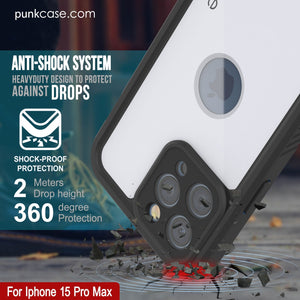 Coque étanche IP68 pour iPhone 16 Pro Max, Punkcase [Blanc] [Série StudStar] [Coupe ajustée] [Anti-salissures]