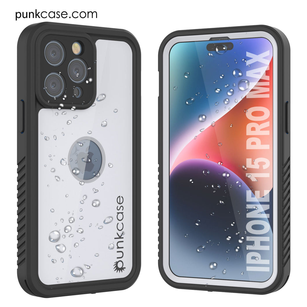 Coque étanche IP68 pour iPhone 15 Pro Max, Punkcase [Blanche] [Série StudStar] [Ajustement Fin] [Anti-poussière]