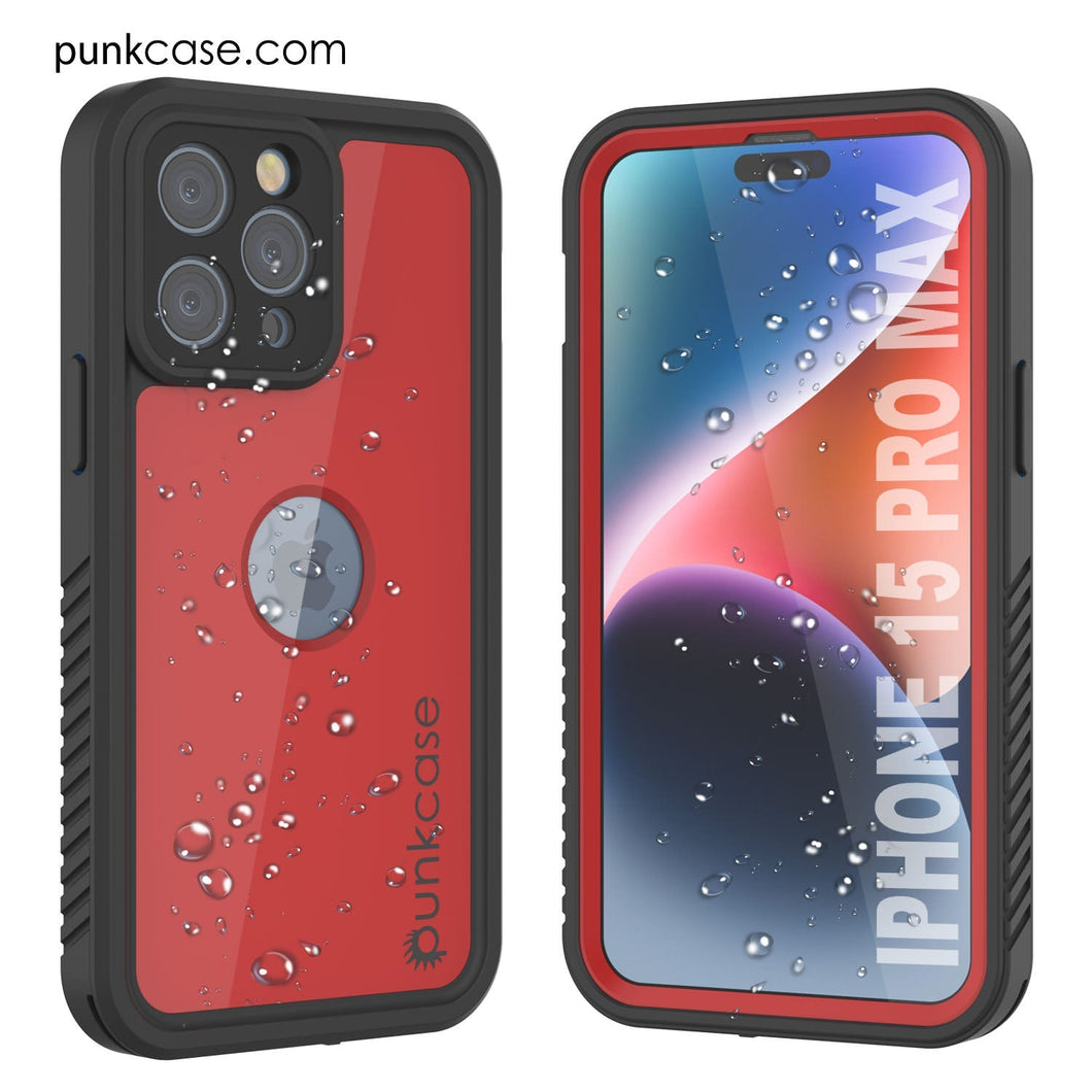 Coque étanche iPhone 15 Pro Max IP68, Punkcase [Rouge] [Série StudStar] [Ajustement Fin].