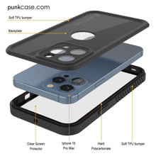 Load image into Gallery viewer, Coque étanche IP68 pour iPhone 16 Pro Max, Punkcase [Noir] [Série StudStar] [Coupe ajustée]
