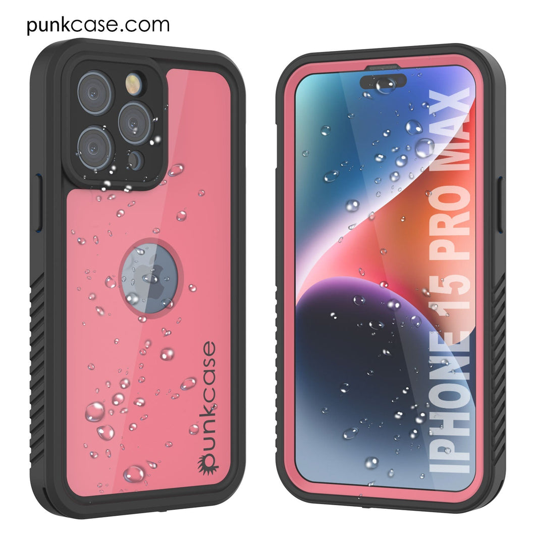Coque étanche iPhone 15 Pro Max IP68, Punkcase [Rose] [Série StudStar] [Ajustement Fin] [Antipoussière]