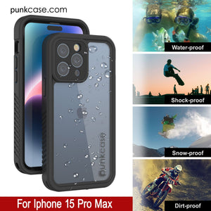 Coque étanche IP68 pour iPhone 16 Pro Max, Punkcase [Transparent] [Série StudStar] [Coupe ajustée] [Anti-salissures]