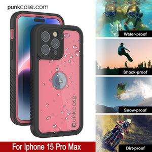 Coque étanche IP68 pour iPhone 16 Pro Max, Punkcase [Rose] [Série StudStar] [Coupe ajustée] [Anti-salissures]