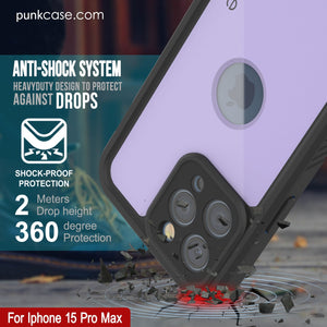 Coque étanche IP68 pour iPhone 16 Pro Max, Punkcase [Lilas] [Série StudStar] [Coupe ajustée] [Anti-salissures]