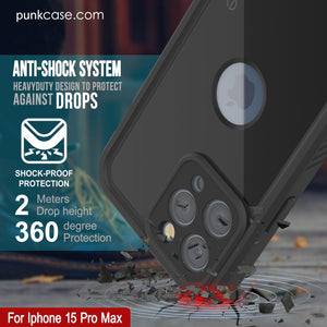 Coque étanche IP68 pour iPhone 16 Pro Max, Punkcase [Noir] [Série StudStar] [Coupe ajustée]