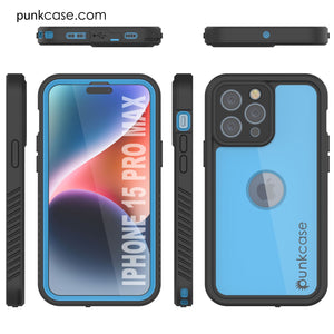 Coque étanche IP68 pour iPhone 16 Pro Max, Punkcase [Bleu clair] [Série StudStar] [Coupe ajustée] [Anti-salissures]