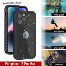 Charger l&#39;image dans la galerie, Coque étanche IP68 pour iPhone 15 Pro Max, Punkcase [Noir] [Série StudStar] [Ajustement mince]
