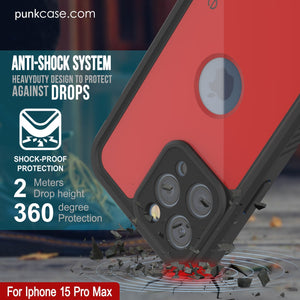 Coque étanche IP68 pour iPhone 16 Pro Max, Punkcase [Rouge] [Série StudStar] [Coupe ajustée]