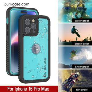 Coque étanche IP68 pour iPhone 16 Pro Max, Punkcase [Teal] [StudStar Series] [Slim Fit]