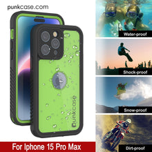 Charger l&#39;image dans la galerie, Coque étanche IP68 pour iPhone 15 Pro Max, Punkcase [vert clair] [Série StudStar] [Ajustement fin] [Anti-poussière]
