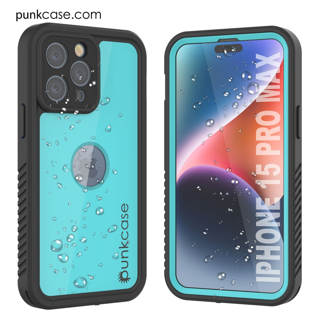 iPhone 15 Pro Max Étui étanche IP68, Punkcase [Bleu sarcelle] [Série StudStar] [Ajustement slim]