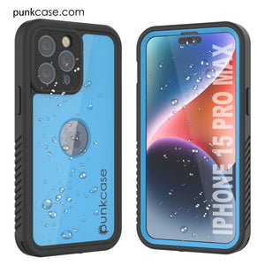 Coque étanche IP68 pour iPhone 16 Pro Max, Punkcase [Bleu clair] [Série StudStar] [Coupe ajustée] [Anti-salissures]