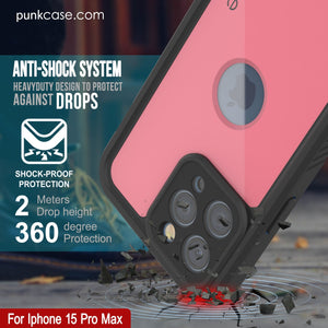 Coque étanche IP68 pour iPhone 16 Pro Max, Punkcase [Rose] [Série StudStar] [Coupe ajustée] [Anti-salissures]