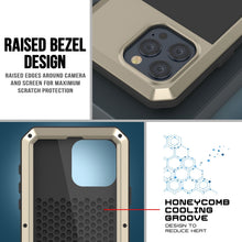 Load image into Gallery viewer, Coque métallique pour iPhone 15 Pro, étui robuste de qualité militaire [anti-choc] intégral rigide [or]
