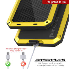 Load image into Gallery viewer, Coque en métal pour iPhone 15 Pro, étui robuste de qualité militaire [anti-chocs] en dur pour le corps entier [Jaune]

