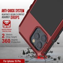 Load image into Gallery viewer, Coque en métal pour iPhone 15 Pro, étui robuste de qualité militaire [antichoc] intégral en dur [rouge].
