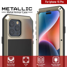 Load image into Gallery viewer, Coque métallique pour iPhone 15 Pro, étui robuste de qualité militaire [anti-choc] intégral rigide [or]
