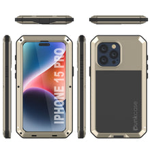 Load image into Gallery viewer, Coque métallique pour iPhone 15 Pro, étui robuste de qualité militaire [anti-choc] intégral rigide [or]
