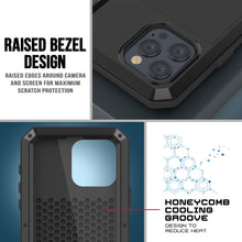 Load image into Gallery viewer, Coque en métal pour iPhone 15 Pro, protection militaire robuste [anti-choque] intégrale, rigide [noire].
