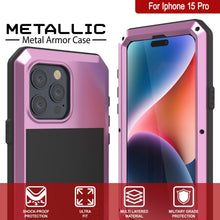 Load image into Gallery viewer, Coque métallique pour iPhone 15 Pro, étui robuste de qualité militaire [antichoc] intégral et résistant [rose].
