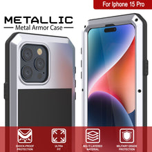 Load image into Gallery viewer, Coque métallique pour iPhone 15 Pro, résistante et robuste de qualité militaire [antichoc] intégrale [blanche].
