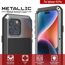 Load image into Gallery viewer, Coque en métal pour iPhone 15 Pro, robuste et résistante de qualité militaire, [antichoc] intégrale [argentée]
