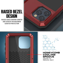 Load image into Gallery viewer, Coque en métal pour iPhone 15 Pro, étui robuste de qualité militaire [antichoc] intégral en dur [rouge].
