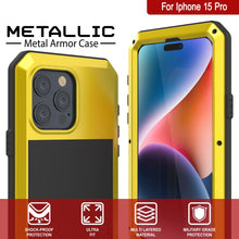 Load image into Gallery viewer, Coque en métal pour iPhone 15 Pro, étui robuste de qualité militaire [anti-chocs] en dur pour le corps entier [Jaune]
