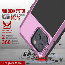 Load image into Gallery viewer, Coque métallique pour iPhone 15 Pro, étui robuste de qualité militaire [antichoc] intégral et résistant [rose].
