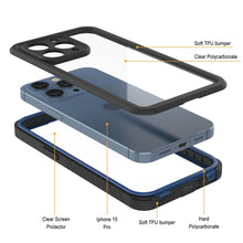 Charger l&#39;image dans la galerie, Coque étanche pour iPhone 15 Pro, Punkcase [Série Extrême] Coque de protection avec protecteur d&#39;écran intégré [Bleu marine]

