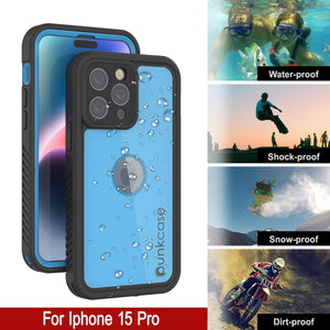 Coque étanche IP68 pour iPhone 16 Pro, Punkcase [Bleu clair] [Série StudStar] [Coupe ajustée] [Anti-salissures]