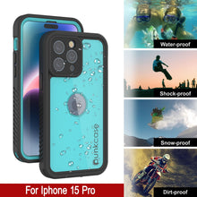 Load image into Gallery viewer, Coque étanche iPhone 15 Pro IP68, Punkcase [Teal] [Série StudStar] [Ajustement Slim]
