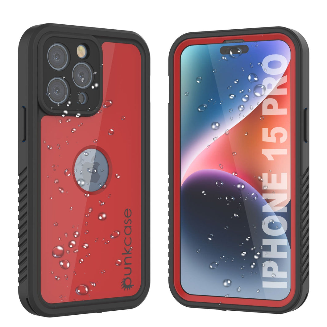 Étui étanche IP68 pour iPhone 15 Pro, Punkcase [Rouge] [Série StudStar] [Ajustement Slim]