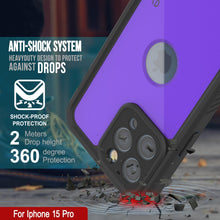Load image into Gallery viewer, Coque étanche IP68 Punkcase pour iPhone 15 Pro, [Violette] [Série StudStar] [Ajustement Slim] [Étanche à la poussière]
