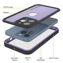 Load image into Gallery viewer, Coque étanche IP68 pour iPhone 15 Pro, Punkcase [Lilas] [Série StudStar] [Slim Fit] [Anti-poussière]
