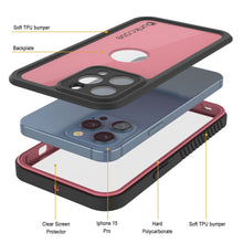 Load image into Gallery viewer, Coque étanche IP68 pour iPhone 15 Pro, Punkcase [Rose] [Série StudStar] [Ajustement fin] [Antipoussière]
