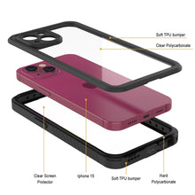 Charger l&#39;image dans la galerie, Étui étanche iPhone 15, Punkcase [Série Extrême], coque de protection avec protecteur d&#39;écran intégré [noir]
