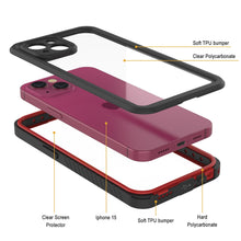 Charger l&#39;image dans la galerie, Étui étanche pour iPhone 15, Punkcase [Série Extrême], Coque blindée avec protecteur d&#39;écran intégré [Rouge]
