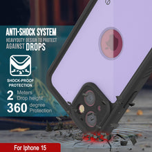 Load image into Gallery viewer, Coque étanche IP68 pour iPhone 15, Punkcase [Lilac] [Série StudStar] [Ajustement slim] [Anti-saleté]
