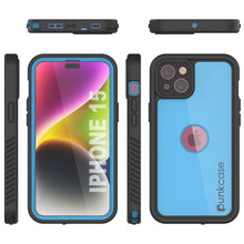Load image into Gallery viewer, Coque imperméable IP68 pour iPhone 15, Punkcase [bleu clair] [série StudStar] [ajustement slim] [étanche à la poussière].
