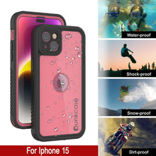 Load image into Gallery viewer, Coque étanche IP68 pour iPhone 15, Punkcase [Rose] [Série StudStar] [Ajustement Mince] [Anti-Saleté]

