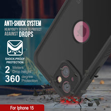 Load image into Gallery viewer, Coque étanche IP68 pour iPhone 15, Punkcase [Noir] [Série StudStar] [Ajustement mince]
