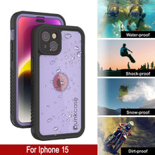 Load image into Gallery viewer, Coque étanche IP68 pour iPhone 15, Punkcase [Lilac] [Série StudStar] [Ajustement slim] [Anti-saleté]
