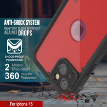 Load image into Gallery viewer, Coque étanche IP68 pour iPhone 15, Punkcase [Rouge] [Série StudStar] [Ajustement Slim].
