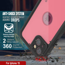 Load image into Gallery viewer, Coque étanche IP68 pour iPhone 15, Punkcase [Rose] [Série StudStar] [Ajustement Mince] [Anti-Saleté]
