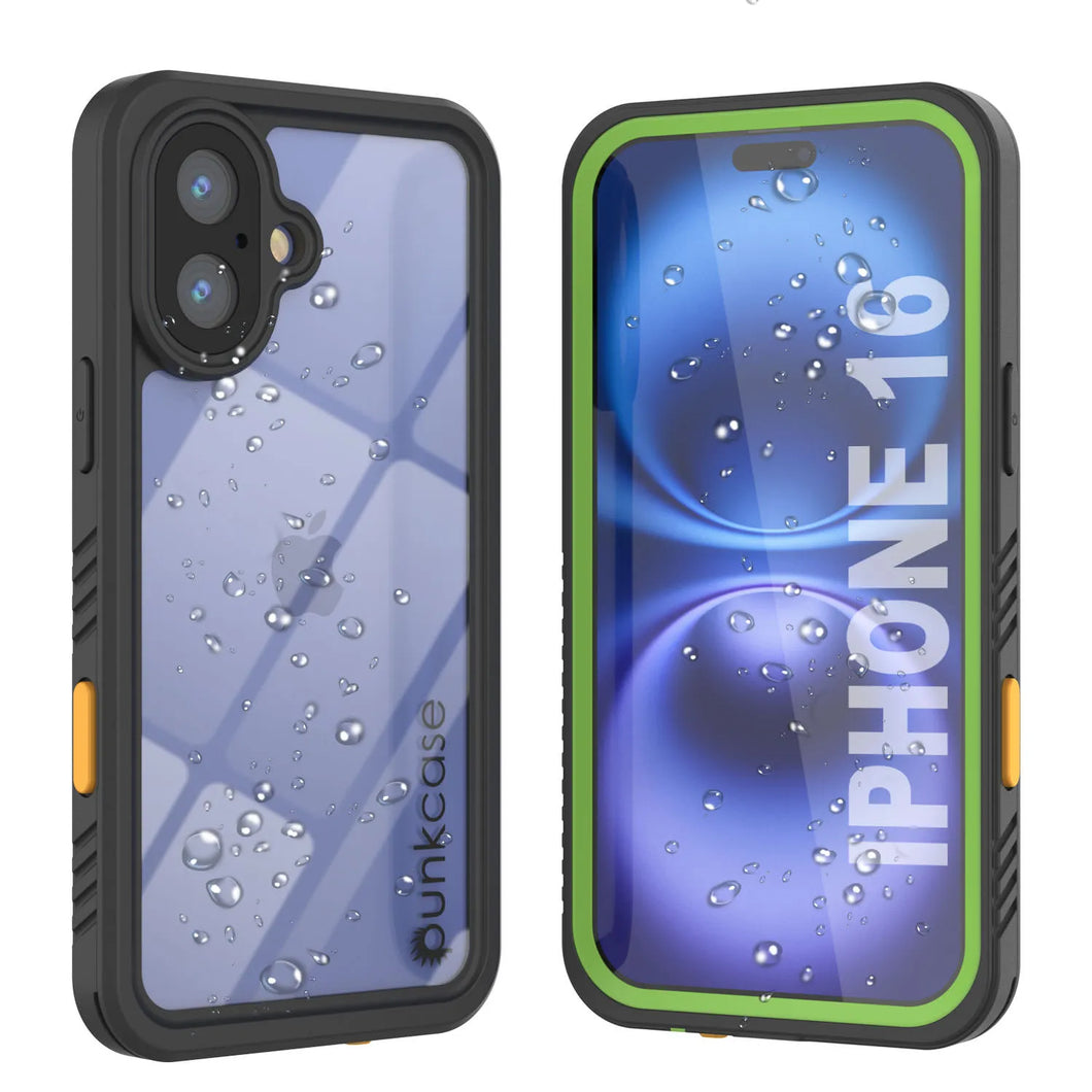 Coque étanche pour iPhone 16, Punkcase [Extreme Series] Armor Cover avec protecteur d'écran intégré [Vert clair]