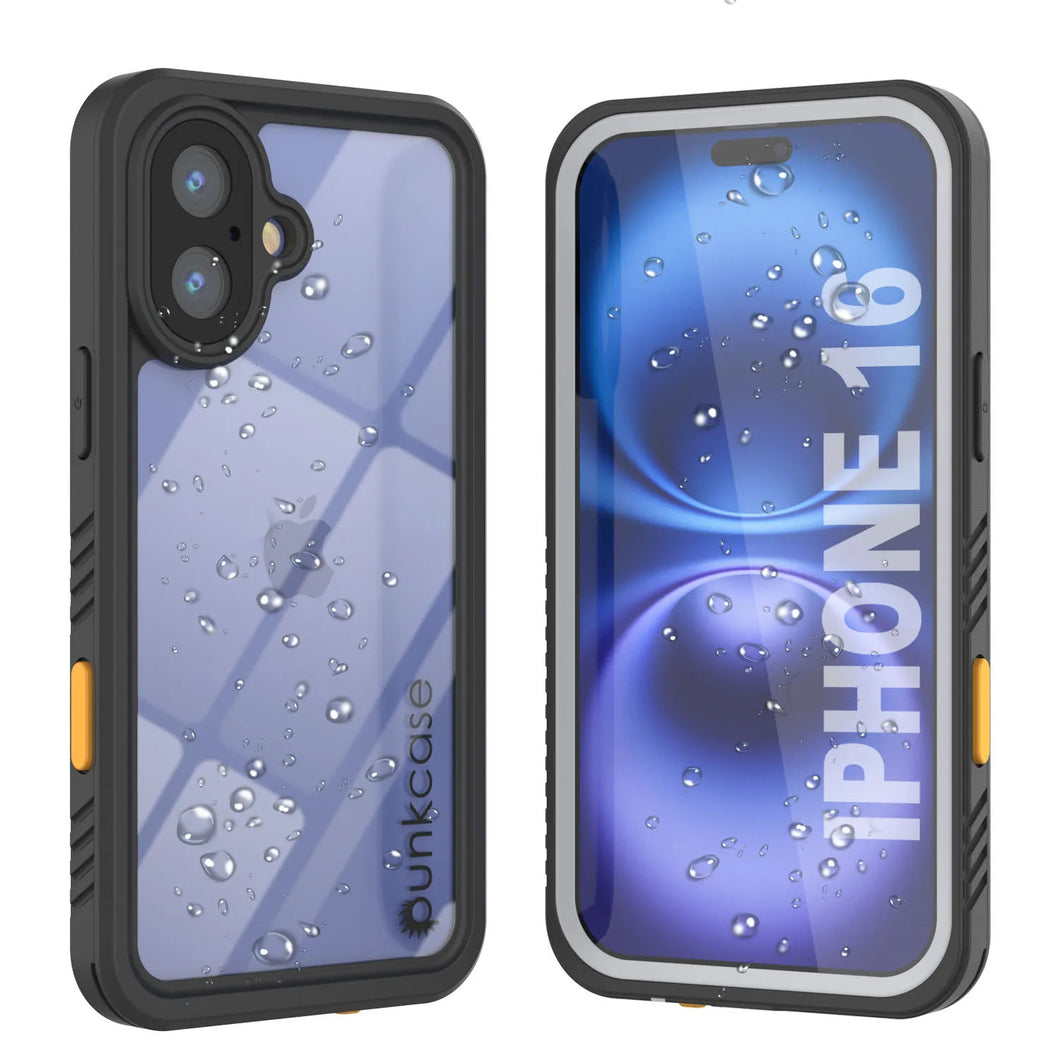 Coque étanche pour iPhone 16, Punkcase [Extreme Series] Armor Cover avec protecteur d'écran intégré [Blanc]