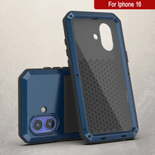 Load image into Gallery viewer, Coque en métal pour iPhone 16, coque blindée de qualité militaire très résistante [résistante aux chocs], coque rigide intégrale [bleu]
